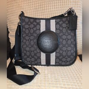 COACH CA195 Dempsey Black and Gray Crossbody File Bag